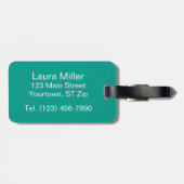 Blauwgroen streep met groot monogram bagagelabel (Achterkant horizontaal)