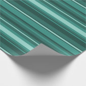 Blauwgroen strepen cadeaupapier (Hoek)