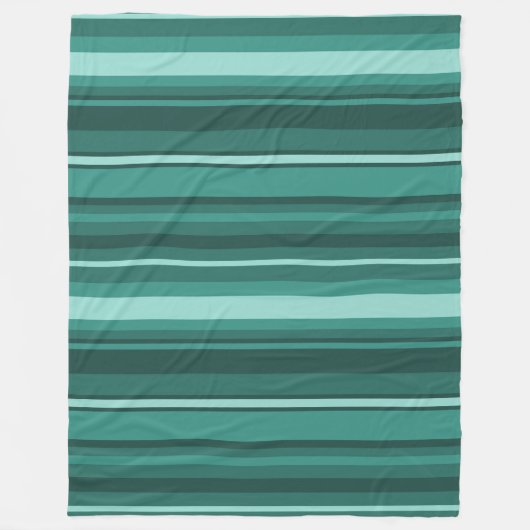 Blauwgroen strepen fleece deken (Voorkant)