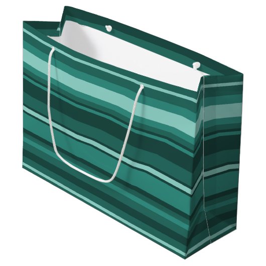 Blauwgroen strepen groot cadeauzakje (Voorkant Gekanteld)
