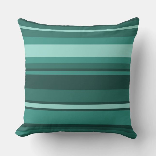 Blauwgroen strepen kussen (Voorkant)