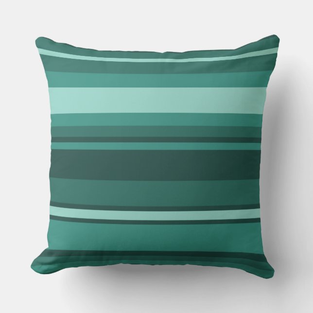 Blauwgroen strepen kussen (Voorkant)
