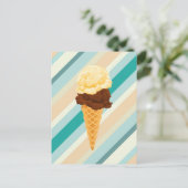 Blauwgroen strepen met dubbele laag-ijs-kloon briefkaart (Staand voorkant)