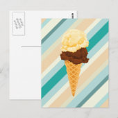 Blauwgroen strepen met dubbele laag-ijs-kloon briefkaart (Voorkant / Achterkant)