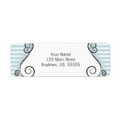 Blauwgroen strepen met  Irongate Swirls Etiket (Voorkant)