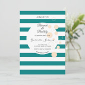 Blauwgroen strepen Polka Dot Brunch Bubble Vrijgez Kaart (Staand voorkant)