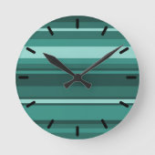 Blauwgroen strepen ronde klok (Voorkant)