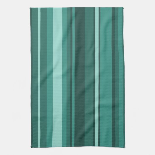 Blauwgroen strepen theedoek (Verticaal)