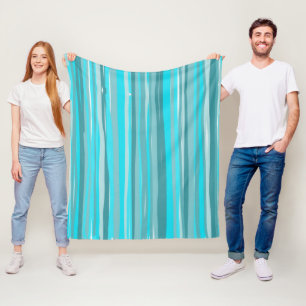 Blauwgroen strepen verticaal fleece deken