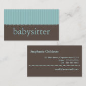 Blauwgroen strepes Babyzittend Visitekaartje (Voorkant / Achterkant)
