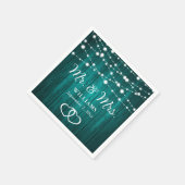 Blauwgroen String Lights Harten Rustieke Houten Br Servet (Hoek)