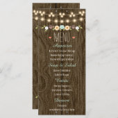 Blauwgroen String Of Lights Rustic Fall Wedding Me Menu (Voorkant / Achterkant)