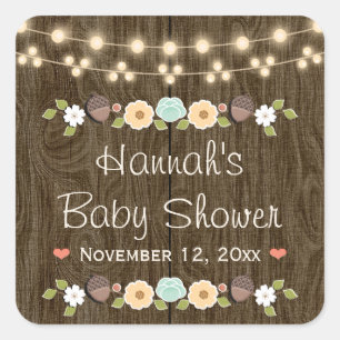 Blauwgroen String of Lights Rustieke Herfst Vrijge Vierkante Sticker