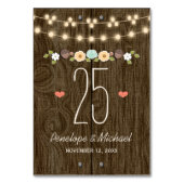 Blauwgroen String Of Lights Rustieke Trouwtafel Nu Kaart (Voorkant)