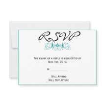 Blauwgroen Stripe met Floral Accent Response Card