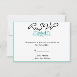 Blauwgroen Stripe met Floral Accent Response Card RSVP Kaartje
