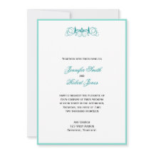 Blauwgroen Stripe met Floral Accent Wedding Invita