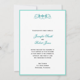 Blauwgroen Stripe met Floral Accent Wedding Invita Kaart