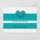 Blauwgroen striped Save the Date Aankondigingskaart (Voorkant)