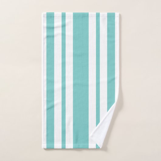 Blauwgroen stripes bad handdoek (Handdoek)