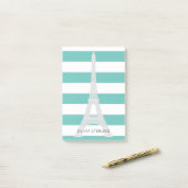 Blauwgroen Stripes- en Eiffeltoren | Aangepaste na Post-it® Notes (Op bureau)