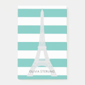 Blauwgroen Stripes- en Eiffeltoren | Aangepaste na Post-it® Notes (Voorkant)