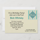 Blauwgroen Stripes verjaardagsfeestje Kaart (Achterkant)