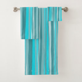 Blauwgroen Stripes Verticale Badhanddoek Set Bad Handdoek