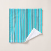 Blauwgroen Stripes Verticale Badhanddoek Set Bad Handdoek (Wasdoekje)