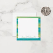 Blauwgroen Stripes Waterverf op maat Notitiekaartje (Voorkant / Achterkant in situ)