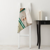 Blauwgroen strips Multiple Photos Custom Monogram Sherpa Deken (In situ)