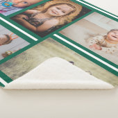 Blauwgroen strips Multiple Photos Custom Monogram Sherpa Deken (3/4)
