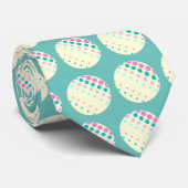Blauwgroen Stropdas Retro Stippen (Opgerold)