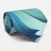 Blauwgroen Stropdas Turquoise Wave Design (Opgerold)