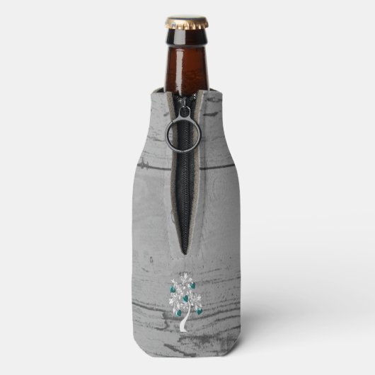 Blauwgroen structuur van het hart Aangepaste fless Flesjeskoeler (Fles Achterkant)