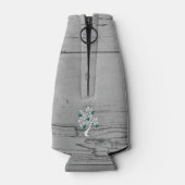 Blauwgroen structuur van het hart Aangepaste fless Flesjeskoeler (Achterkant)