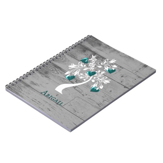 Blauwgroen structuur van het hart Gepersonaliseerd Notitieboek (Linkerzijde)