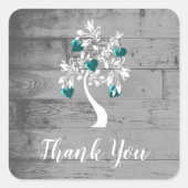 Blauwgroen structuur van het hart Hartelijk dank S Vierkante Sticker (Voorkant)