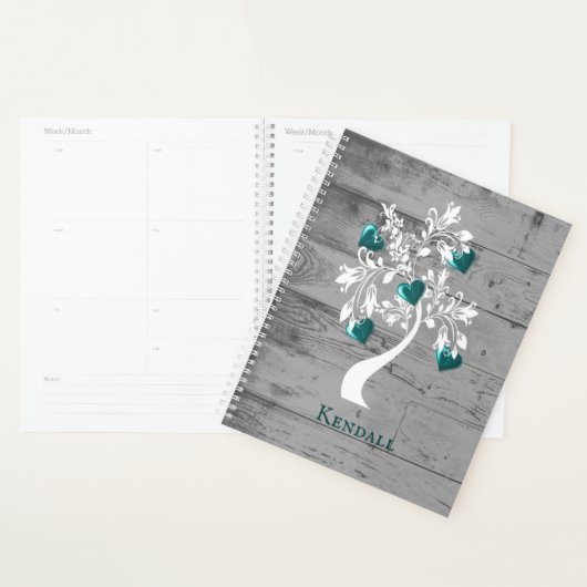 Blauwgroen structuur van persoonlijk gepersonalise planner (Display)