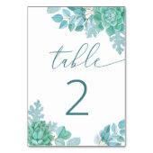 Blauwgroen succulente bruiloft | Blauw Groen Botan Kaart (Achterkant)