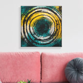 Blauwgroen Sunset Forest Waterverf Wall Art Canvas Afdruk (Insitu (Woonkamer))