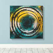 Blauwgroen Sunset Forest Waterverf Wall Art Canvas Afdruk (Insitu (Houten vloer))