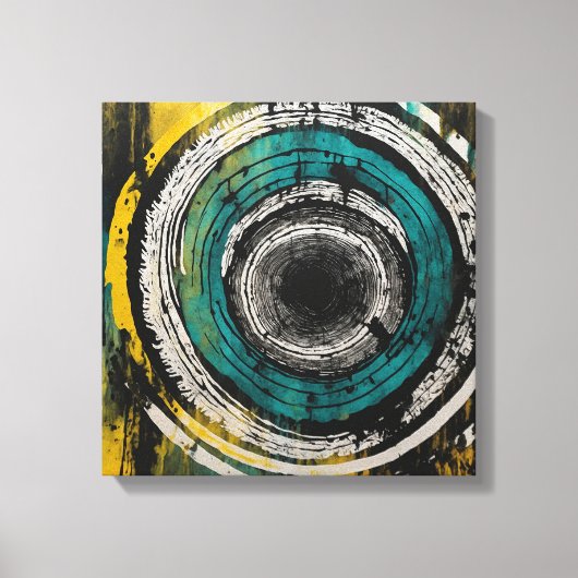 Blauwgroen Sunset Forest Waterverf Wall Art Canvas Afdruk (Voorkant)