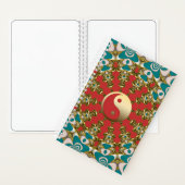 Blauwgroen Sunshine Gold Yin Yang Notitieboek (Binnen)