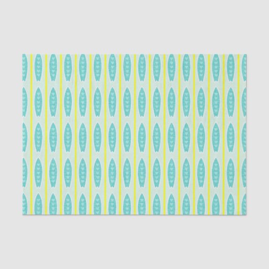 Blauwgroen Surfplanpatroon Tissuepapier (Voorkant)