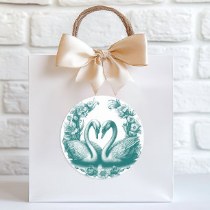 Blauwgroen Swan Lake Wedding Favoriete Sticker