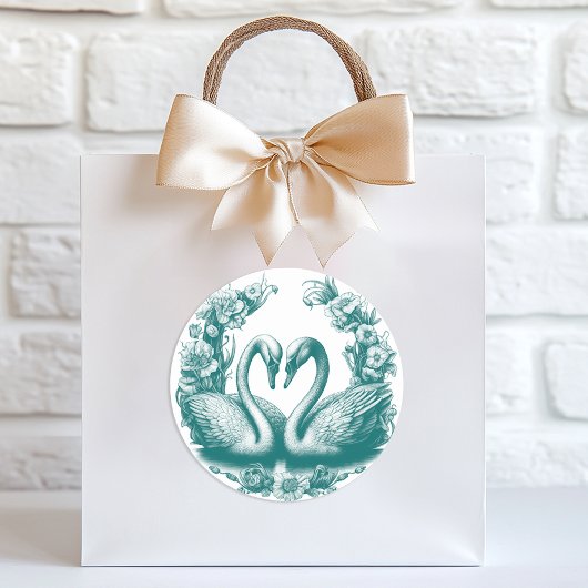 Blauwgroen Swan Lake Wedding Favoriete Sticker