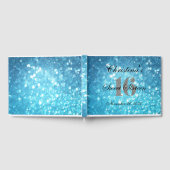Blauwgroen Sweet 16 Silver Glitter Custom Guest Bo Gastenboek (Volledig)