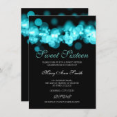 Blauwgroen Sweet 16 Verjaardag Bokeh Lights Kaart (Voorkant / Achterkant)