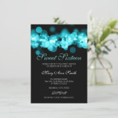 Blauwgroen Sweet 16 Verjaardag Bokeh Lights Kaart (Staand voorkant)